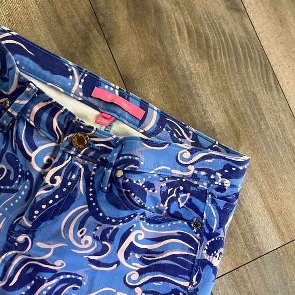 Lilly Pulitzer Ocean Skinny Cropped Pattern Pants Women 6 - Picture 3 of 6